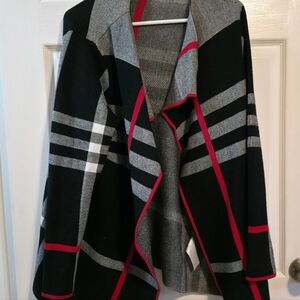 Chic Alison Sheri Women's Cardigan in Black, Gray, and Red